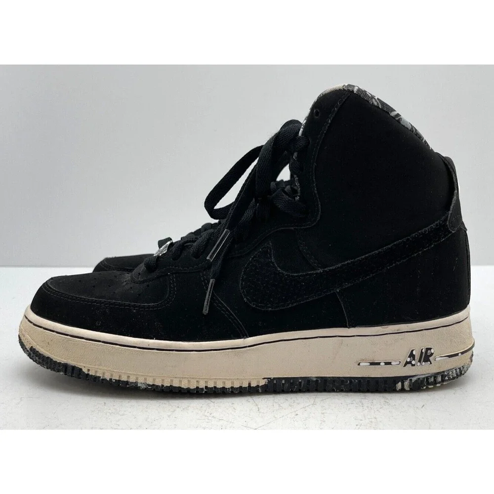 Nike Air Force 1 Mid Shoes Black/White Marble Sole Sneakers 653998-008 US Sz 7Y